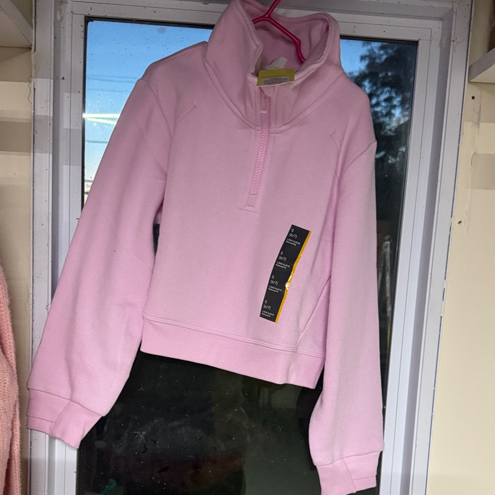 NWT girls 6/7 Pink Quarter-Zip Pullover